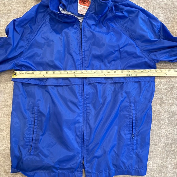 STOW IT A WAY Blue Nylon Hooded Windbreaker Jacket Lightweight Packable - Picture 4 of 5
